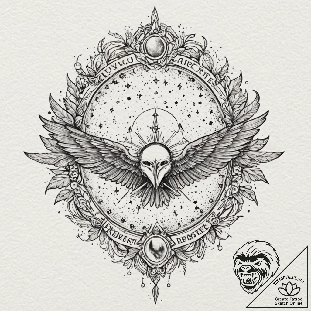 Night wings tearing through stars, concept ar... - tattoo sketch (№1753186479_0, 22.07.2025 12:14) — tattoovalue.net