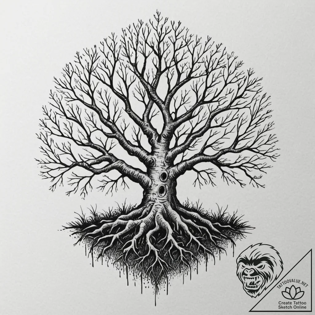 Nightfall relic crowned in roots, concept art... - tattoo sketch (№1753189382_0, 22.07.2025 13:03) — tattoovalue.net