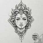 Paean to a fallen god, etched in stone, tatto… – tattoo sketch (№1753189979_0, 22.07.2025 13:12) — tattoovalue.net