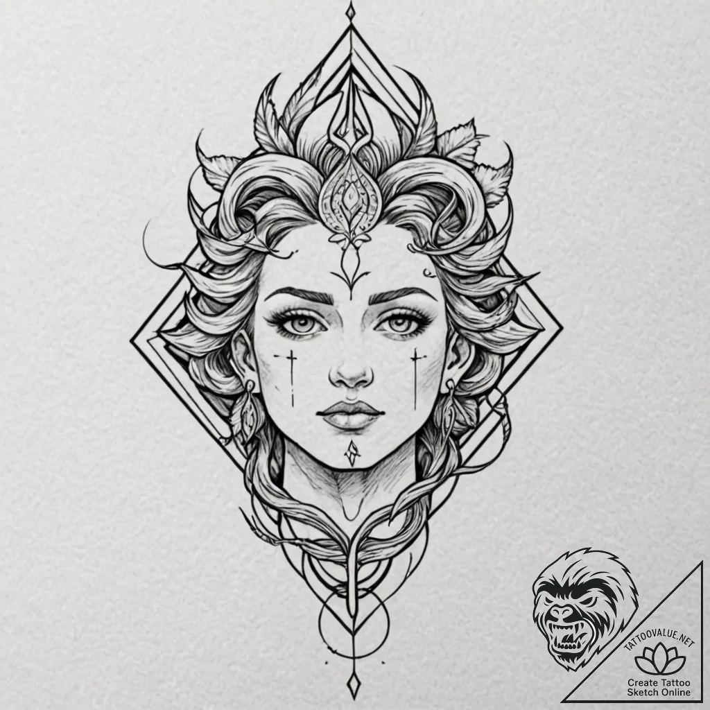 Paean to a fallen god, etched in stone, tatto... - tattoo sketch (№1753189979_0, 22.07.2025 13:12) — tattoovalue.net