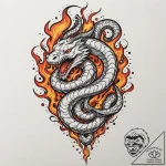 Hidden serpent devouring celestial flame, tat… – tattoo sketch (№1753190064_0, 22.07.2025 13:14) — tattoovalue.net