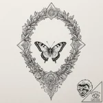 Twilight moth beneath spectral arch, ink illu… – tattoo sketch (№1753190150_0, 22.07.2025 13:15) — tattoovalue.net