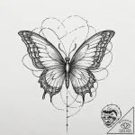 Angel butterfly with glowing trails, tattoo l… – tattoo sketch (№1753190320_0, 22.07.2025 13:18) — tattoovalue.net