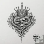 Etched crown shattered by serpent, tattoo lin… – tattoo sketch (№1753190916_0, 22.07.2025 13:28) — tattoovalue.net