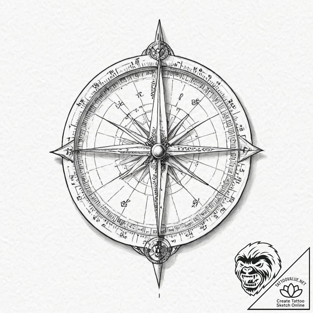 Sundial - tattoo sketch (№1753191000_0, 22.07.2025 13:30) — tattoovalue.net