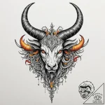 Ashen demon with molten horns, tattoo sketch… – tattoo sketch (№1753191254_0, 22.07.2025 13:34) — tattoovalue.net