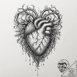 Hollow heart wrapped in roots, ink illustrati… – tattoo sketch (№1753191339_0, 22.07.2025 13:35) — tattoovalue.net