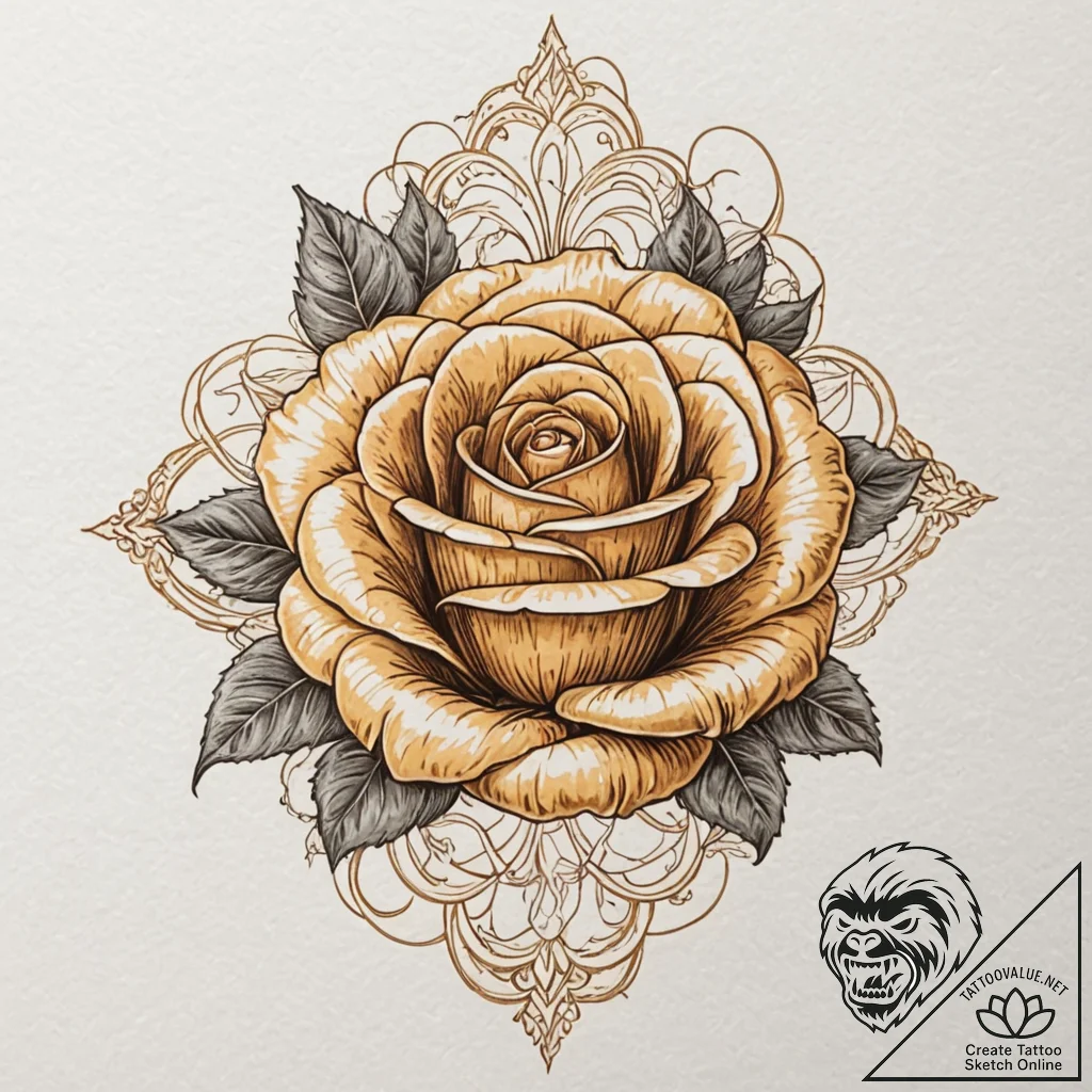 Midas touching a rose, turning it to gold, ta... - tattoo sketch (№1753191847_0, 22.07.2025 13:44) — tattoovalue.net