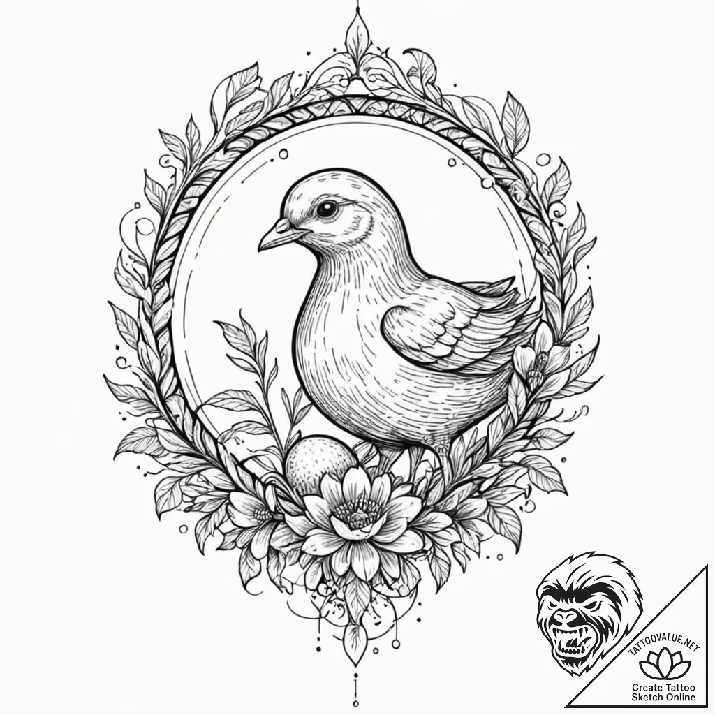 A detailed broken eggshell with a chick emerg... - tattoo sketch (№1753192102_0, 22.07.2025 13:48) — tattoovalue.net