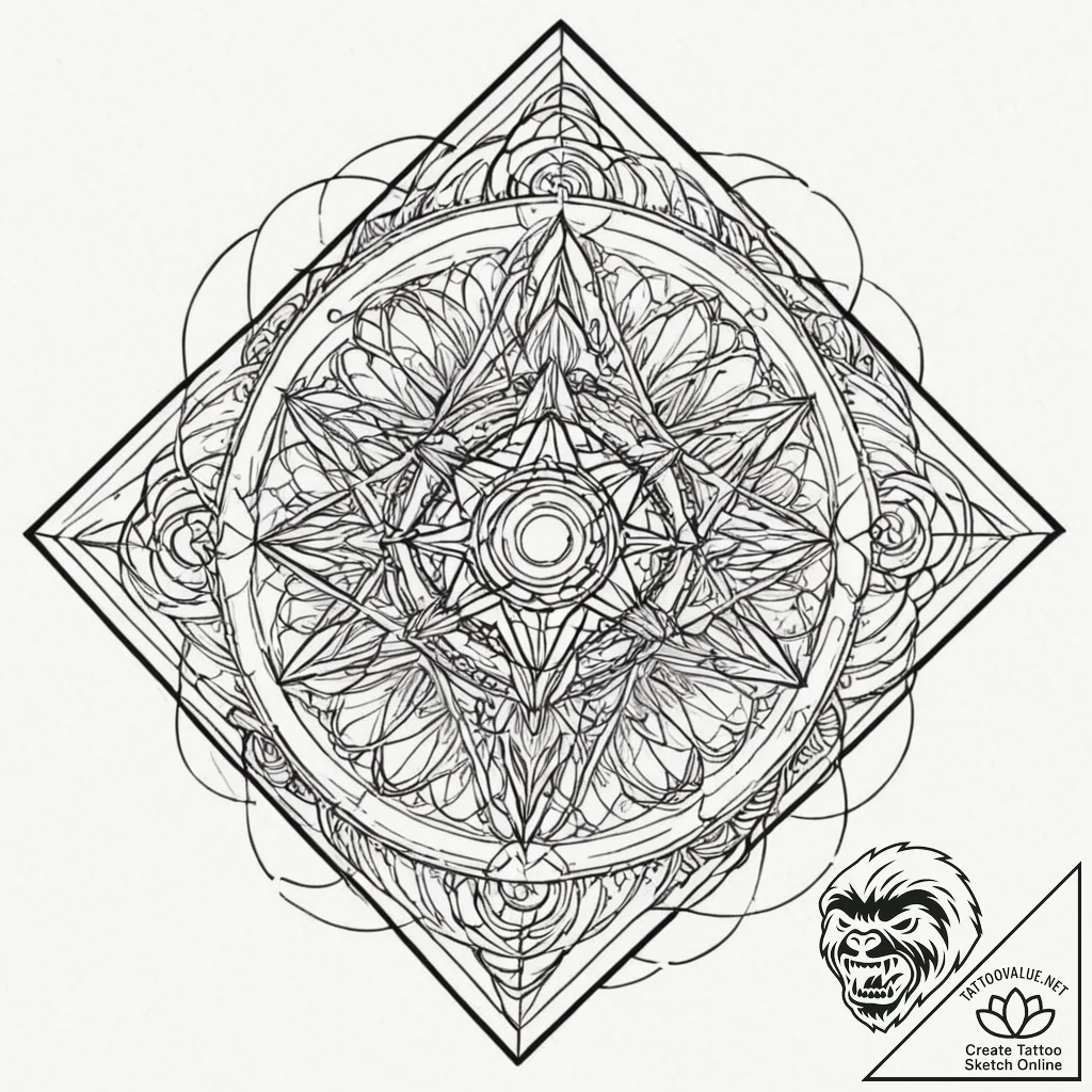 Metatron's cube, concept art for tattoo, uniq... - tattoo sketch (№1753192356_0, 22.07.2025 13:52) — tattoovalue.net