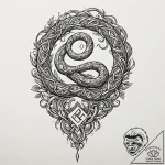 Iron serpent devouring runes, concept art for… – tattoo sketch (№1753192952_0, 22.07.2025 14:02) — tattoovalue.net