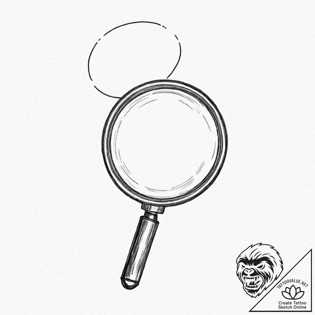 A magnifying glass focusing on a tiny detail - tattoo sketch (№1753193715_0, 22.07.2025 14:15) — tattoovalue.net