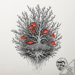 Sunken crown beneath coral reef, tattoo line… – tattoo sketch (№1753194141_0, 22.07.2025 14:22) — tattoovalue.net