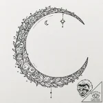 Oak flute singing to crescent moon, ink illus… – tattoo sketch (№1753195751_0, 22.07.2025 14:49) — tattoovalue.net