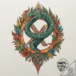 Unfurling serpent devouring rune, concept art… – tattoo sketch (№1753195923_0, 22.07.2025 14:52) — tattoovalue.net