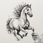 Astral horse galloping through stars, artisti… – tattoo sketch (№1753196007_0, 22.07.2025 14:53) — tattoovalue.net
