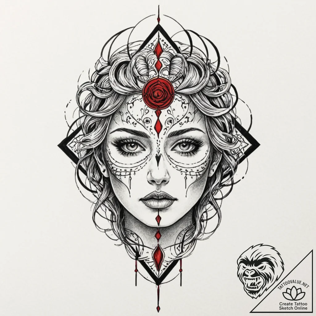 E, concept art for tattoo, moderately detaile... - tattoo sketch (№1753197789_0, 22.07.2025 15:23) — tattoovalue.net