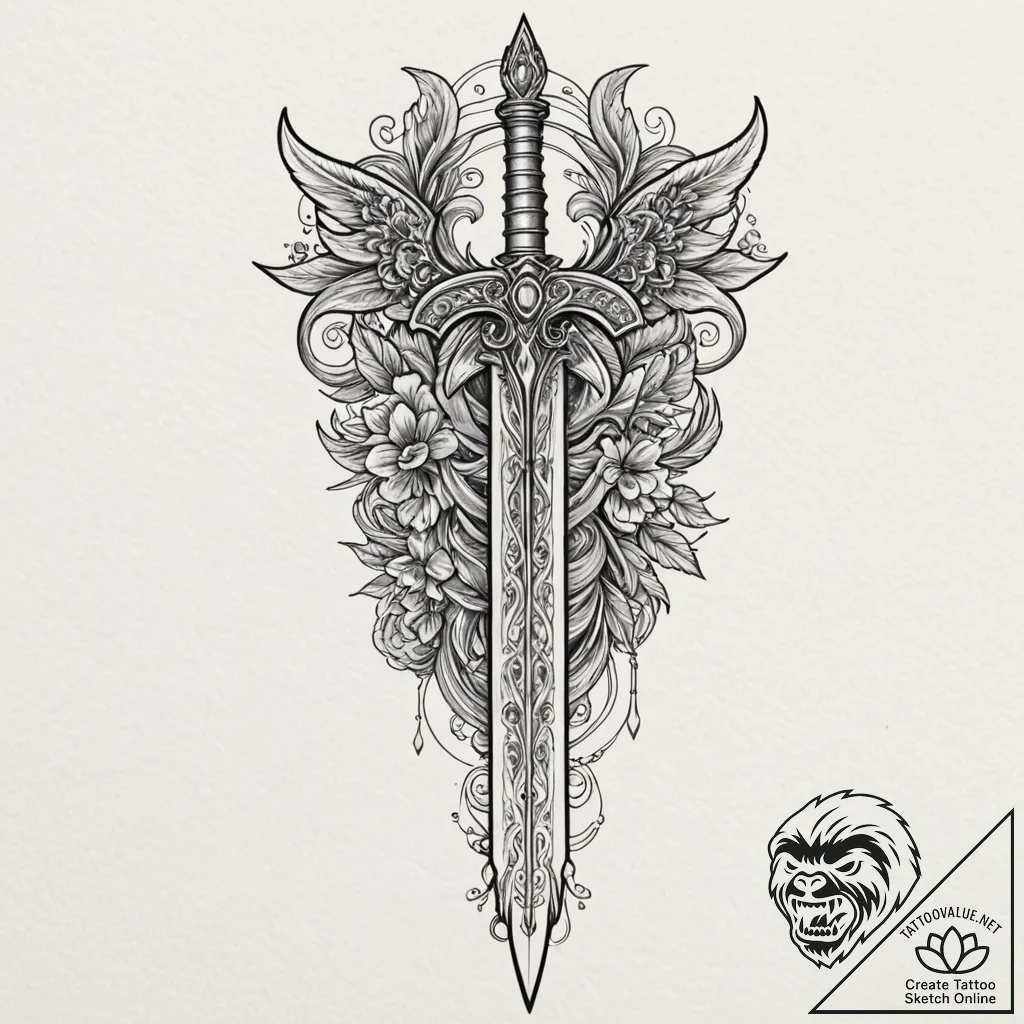 Dagger forming from shadow, artistic tattoo s... - tattoo sketch (№1753198298_0, 22.07.2025 15:31) — tattoovalue.net