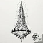 Quartz tower beneath spectral rift, tattoo sk… – tattoo sketch (№1753198469_0, 22.07.2025 15:34) — tattoovalue.net