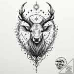 Druid horns crowned in stars, concept art for… – tattoo sketch (№1753198639_0, 22.07.2025 15:37) — tattoovalue.net