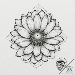 Chamomile, tattoo drawing outline, on a clean… – tattoo sketch (№1753199148_0, 22.07.2025 15:45) — tattoovalue.net