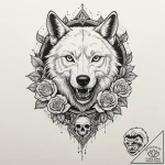 Cybernetic wolf with glowing optic sensors an… – tattoo sketch (№1753199402_0, 22.07.2025 15:50) — tattoovalue.net