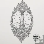 Ivory relic beneath celestial spire, tattoo d… – tattoo sketch (№1753199487_0, 22.07.2025 15:51) — tattoovalue.net