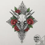 Origami crane, tattoo drawing outline, on a c… – tattoo sketch (№1753200081_0, 22.07.2025 16:01) — tattoovalue.net