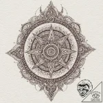 Scarlet sigil glowing in void, ink illustrati… – tattoo sketch (№1753200167_0, 22.07.2025 16:02) — tattoovalue.net