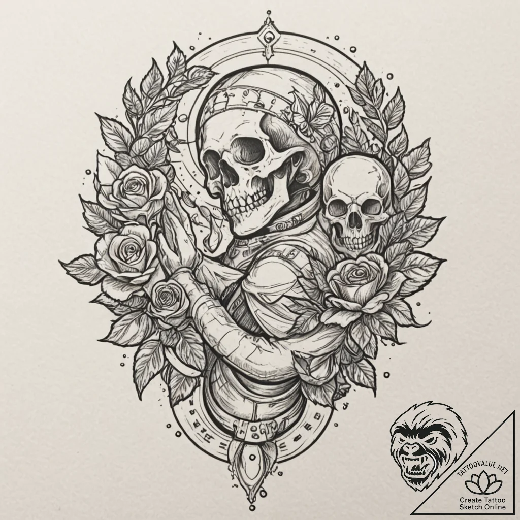 Astronaut floating among koi fish, tattoo ske... - tattoo sketch (№1753200760_0, 22.07.2025 16:12) — tattoovalue.net