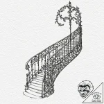 An art nouveau staircase with intricate wroug… – tattoo sketch (№1753200846_0, 22.07.2025 16:14) — tattoovalue.net
