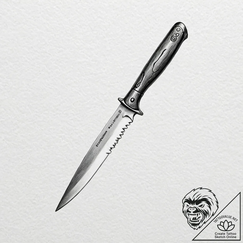 Knife - tattoo sketch (№1753201116_0, 22.07.2025 16:18) — tattoovalue.net