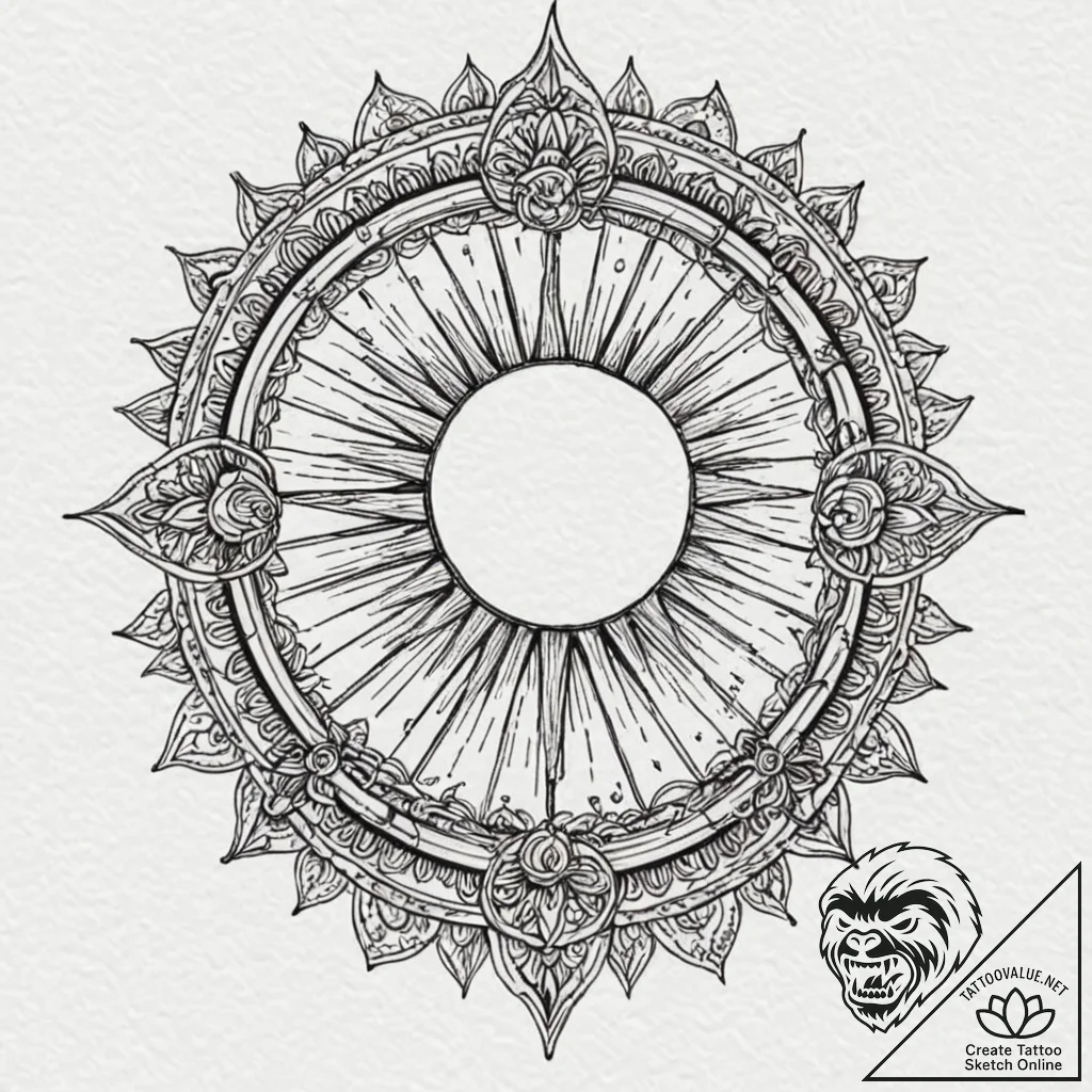 Open cage beneath eclipsed sun, ink illustrat... - tattoo sketch (№1753201211_0, 22.07.2025 16:20) — tattoovalue.net