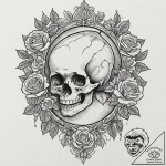 Hollow mirror swallowing reflection, ink illu… – tattoo sketch (№1753201300_0, 22.07.2025 16:21) — tattoovalue.net