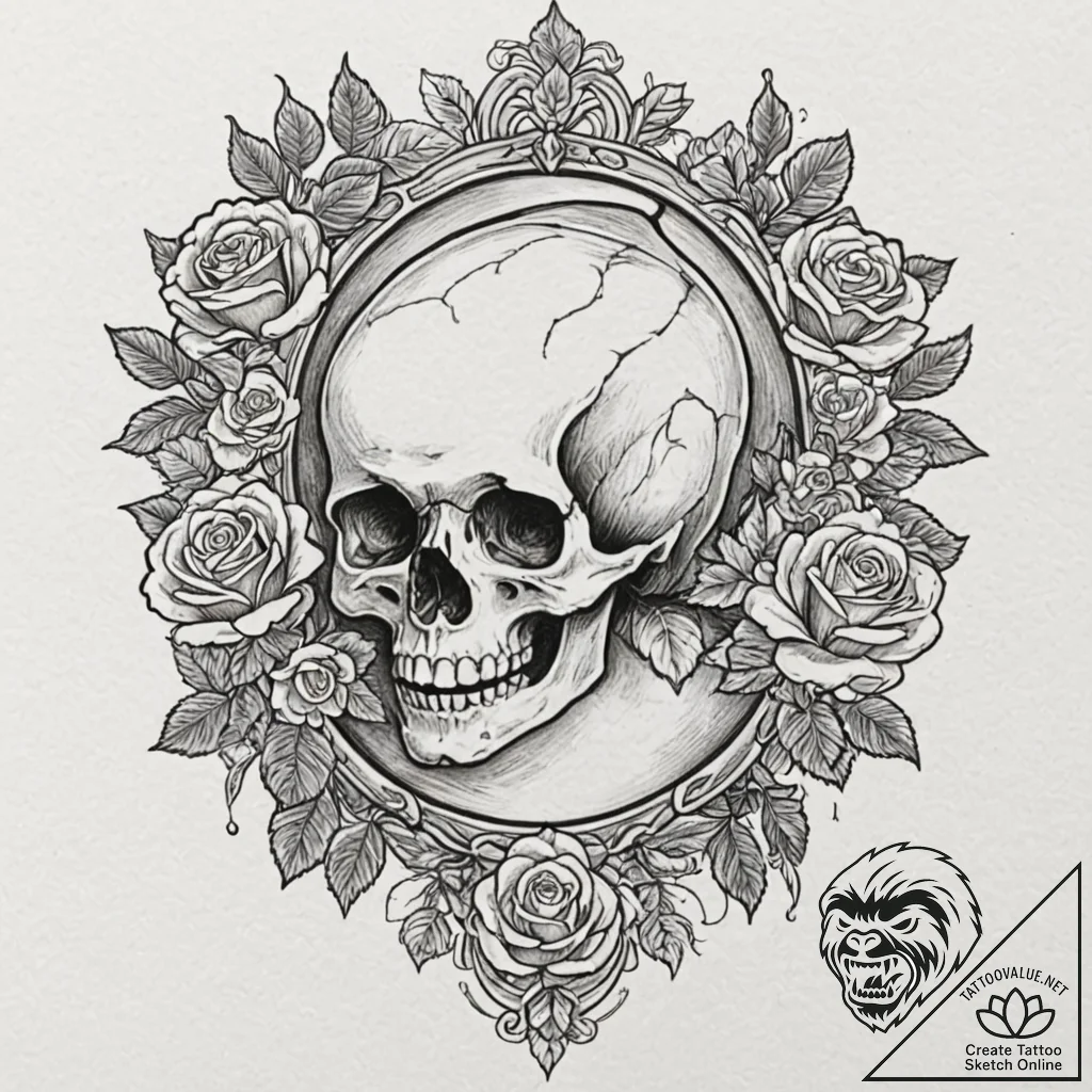 Hollow mirror swallowing reflection, ink illu... - tattoo sketch (№1753201300_0, 22.07.2025 16:21) — tattoovalue.net