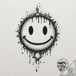 Acid smiley face, melting and glitching, arti… – tattoo sketch (№1753201383_0, 22.07.2025 16:23) — tattoovalue.net