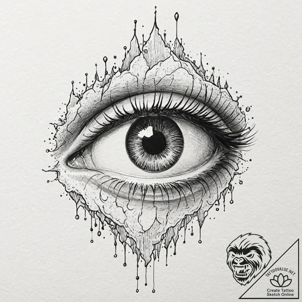 Forgotten relic beneath spectral eye, concept... - tattoo sketch (№1753201712_0, 22.07.2025 16:28) — tattoovalue.net