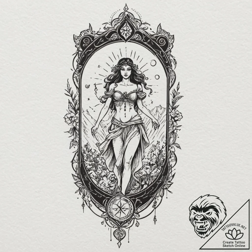 Tarot card (death) with a modern twist, tatto... - tattoo sketch (№1753202976_0, 22.07.2025 16:49) — tattoovalue.net
