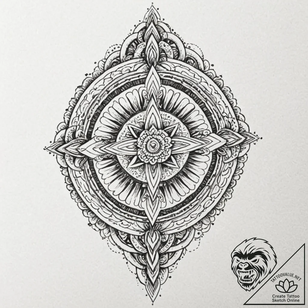 Antique mirror with shadow reflection, ink il... - tattoo sketch (№1753203146_0, 22.07.2025 16:52) — tattoovalue.net
