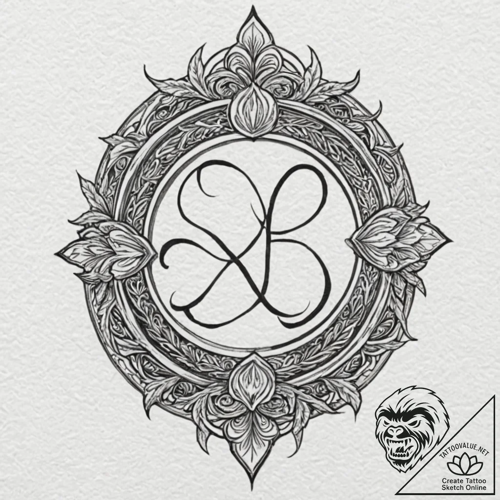 Leaf sigil carved in bone, tattoo sketch desi... - tattoo sketch (№1753203822_0, 22.07.2025 17:03) — tattoovalue.net