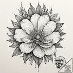Ivory flower blooming in void, concept art fo… – tattoo sketch (№1753204417_0, 22.07.2025 17:13) — tattoovalue.net