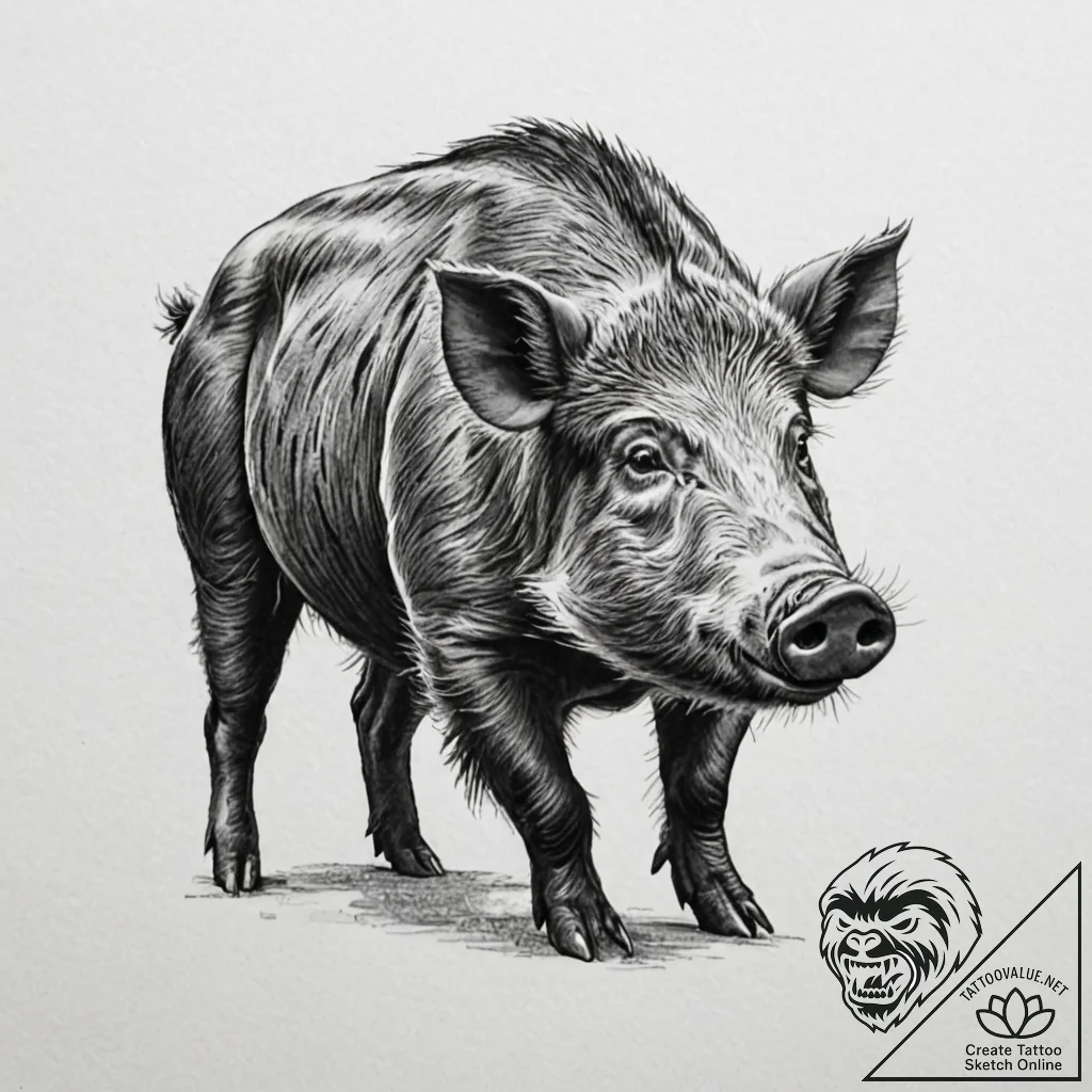 Boar - tattoo sketch (№1753204501_0, 22.07.2025 17:15) — tattoovalue.net