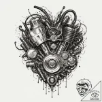 Motorcycle engine morphing into a beast’s hea… – tattoo sketch (№1753204583_0, 22.07.2025 17:16) — tattoovalue.net