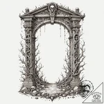 Pillar of bones beneath celestial gate, tatto… – tattoo sketch (№1753204753_0, 22.07.2025 17:19) — tattoovalue.net