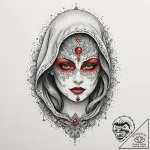 Mask veiled in spectral mist, concept art for… – tattoo sketch (№1753204923_0, 22.07.2025 17:22) — tattoovalue.net