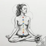 Yoga pose silhouette, with the chakras glowin… – tattoo sketch (№1753205006_0, 22.07.2025 17:23) — tattoovalue.net