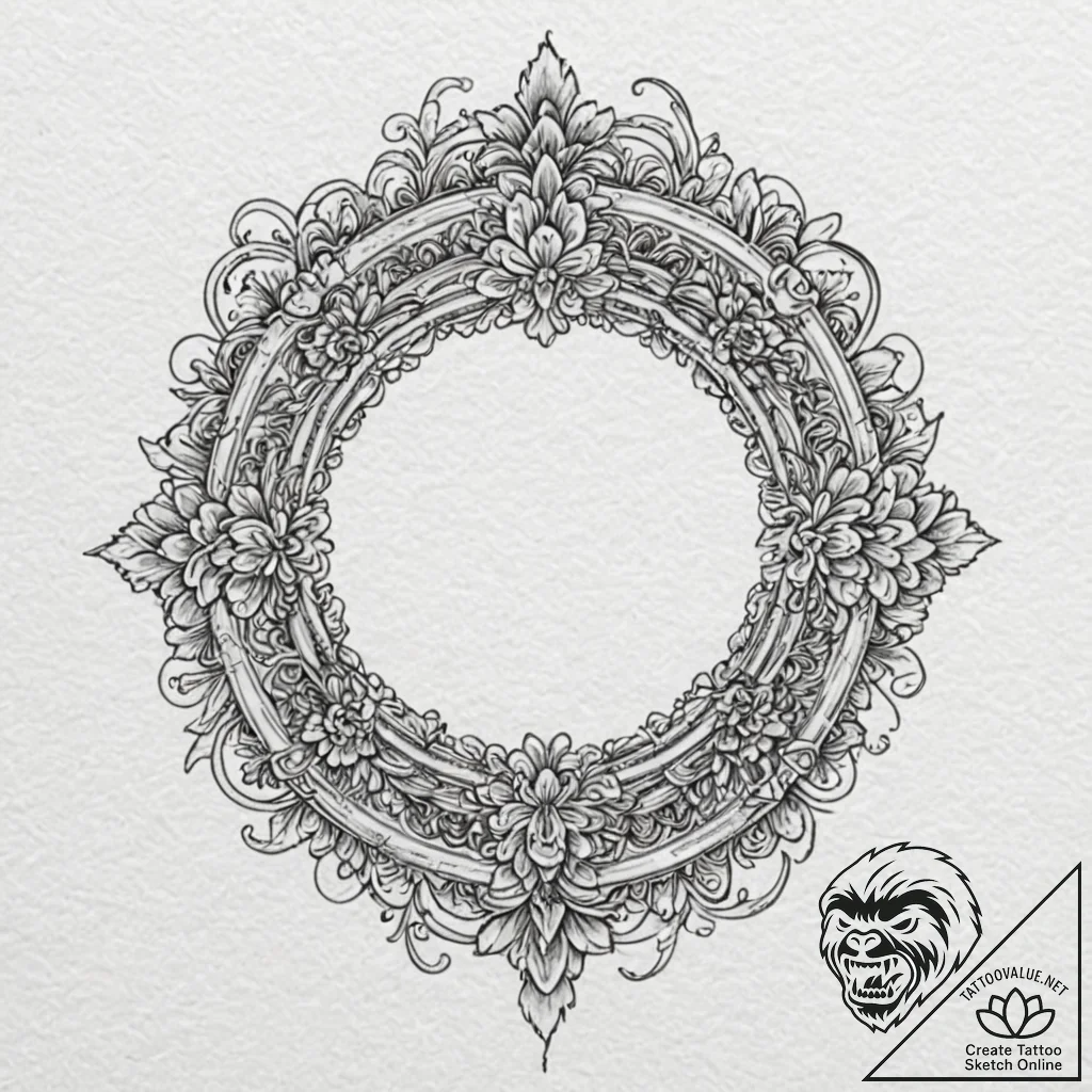 A detailed broken picture frame, damaged,, ar... - tattoo sketch (№1753205515_0, 22.07.2025 17:31) — tattoovalue.net