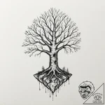 Unmarked tomb beneath spectral roots, tattoo… – tattoo sketch (№1753207289_0, 22.07.2025 18:01) — tattoovalue.net