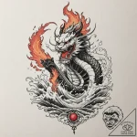 Trebuchet launching a massive, flaming projec… – tattoo sketch (№1753207459_0, 22.07.2025 18:04) — tattoovalue.net