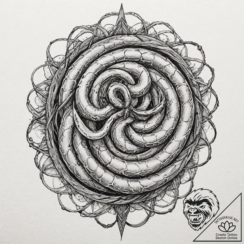 Atomic serpent in neon vortex, concept art fo... - tattoo sketch (№1753207624_0, 22.07.2025 18:07) — tattoovalue.net